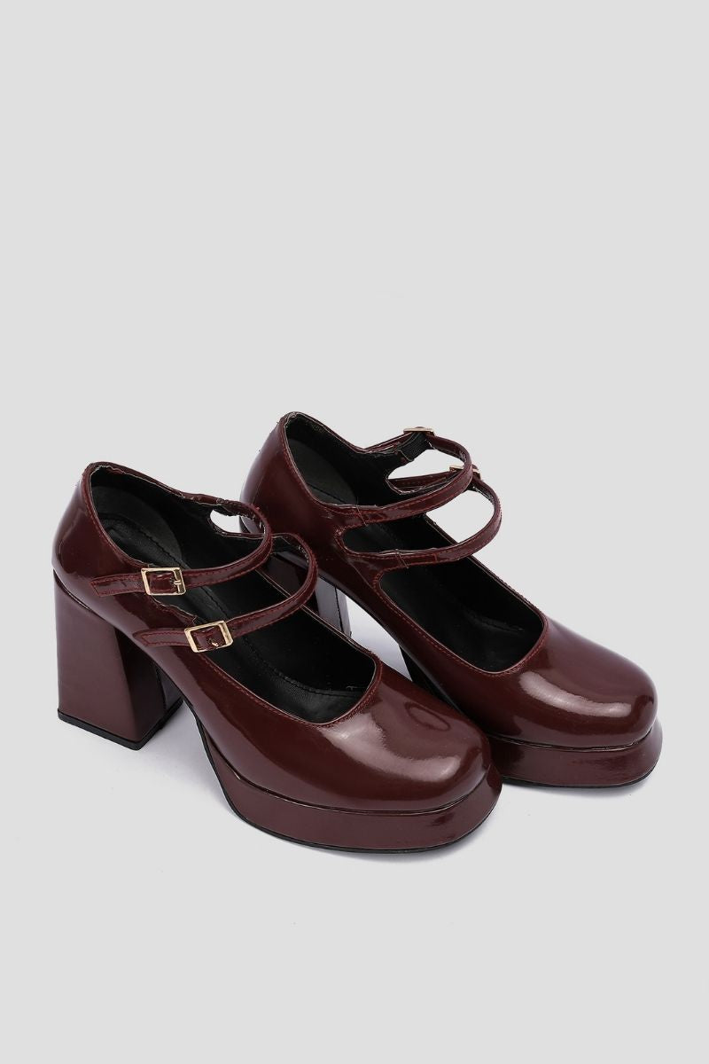 BURGUNDY MARY JANE HEELS