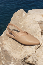 SLINGBACK BUCKLE BEIGE MULE