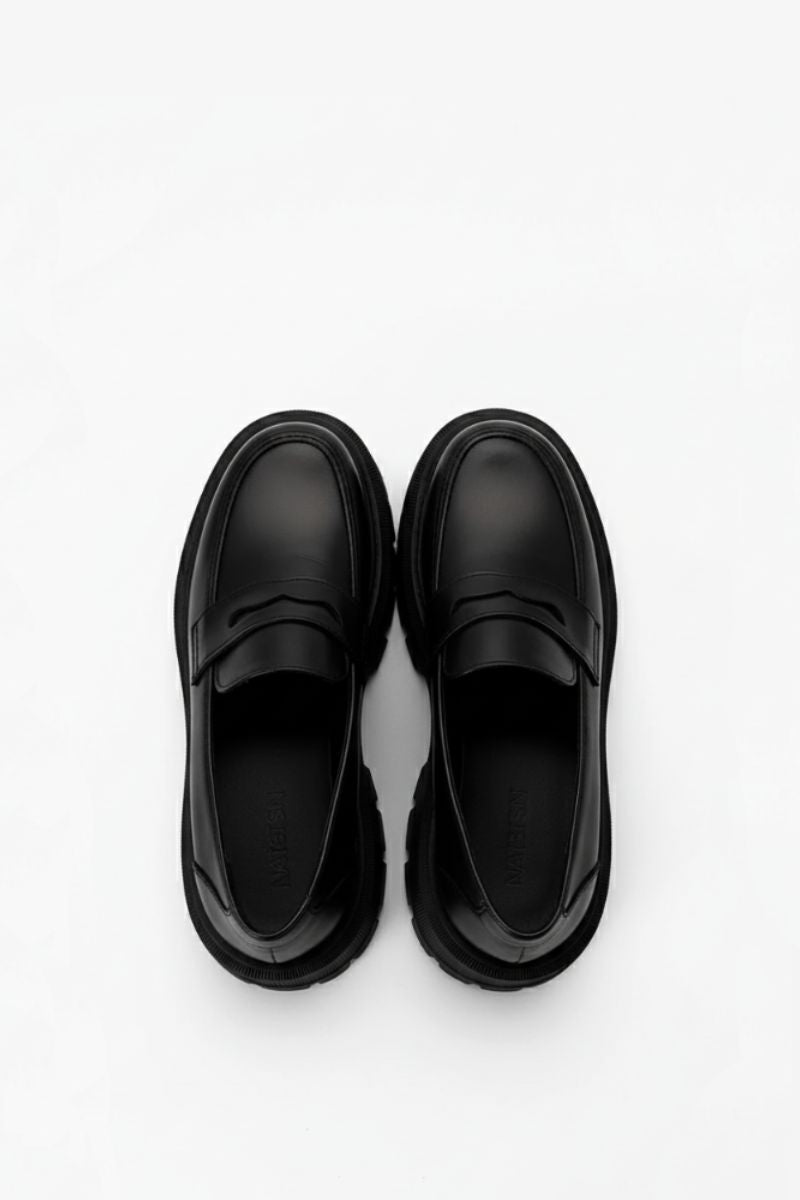 PREMIUM BLACK LEATHER CHUNKY LOAFERS