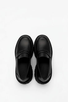 BLACK PREMIUM LEATHER CHUNKY LOAFERS