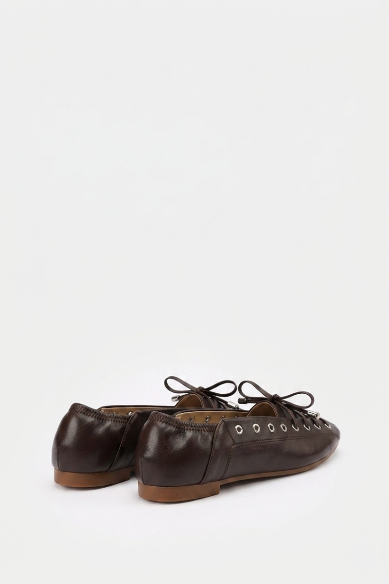 BROWN LACE UP BALLERINA