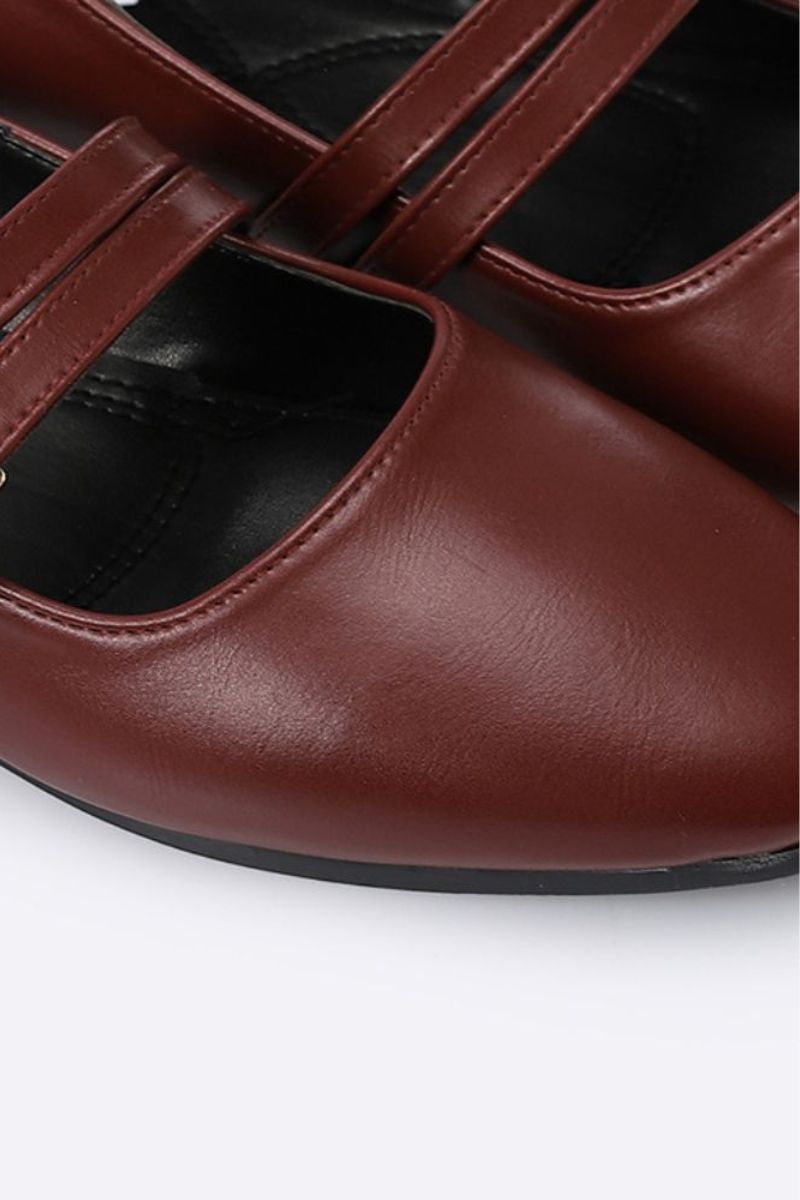BURGUNDY DOUBLE BUCKLE BALLERINA