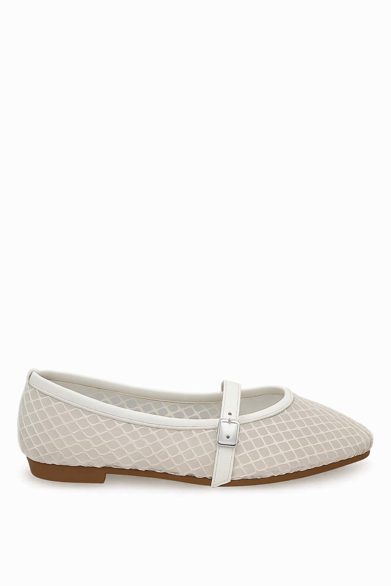 AirBelle White Mesh Ballerina - Amza - 37