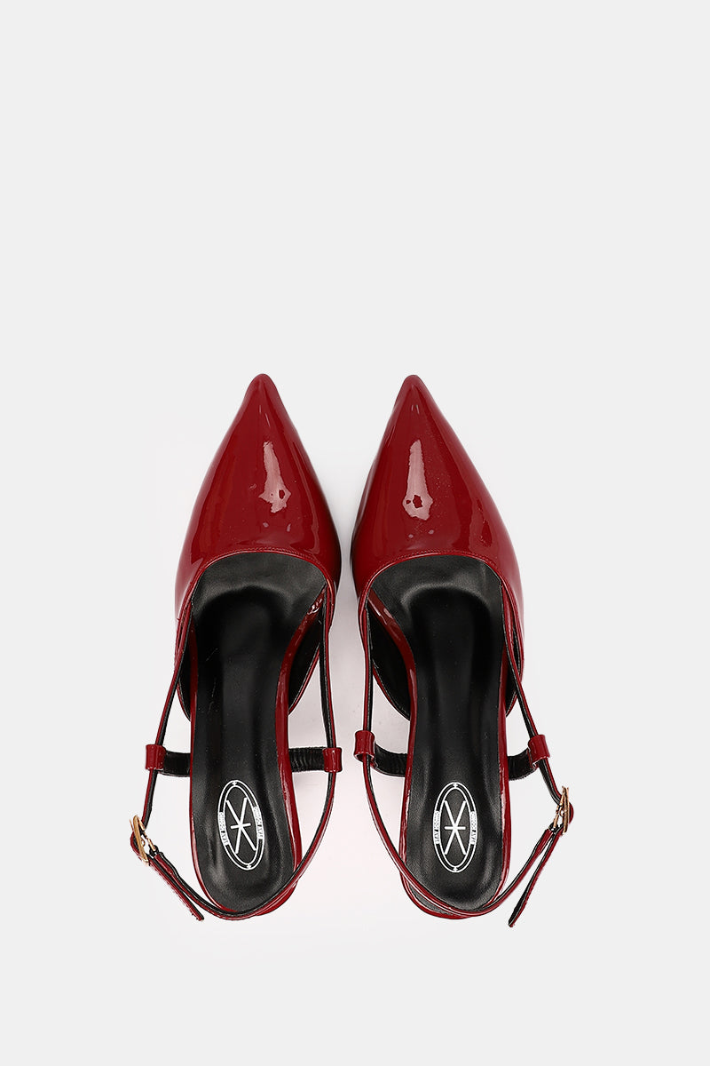 SLINGBACK BURGUNDY VERNE KITTEN HEELS