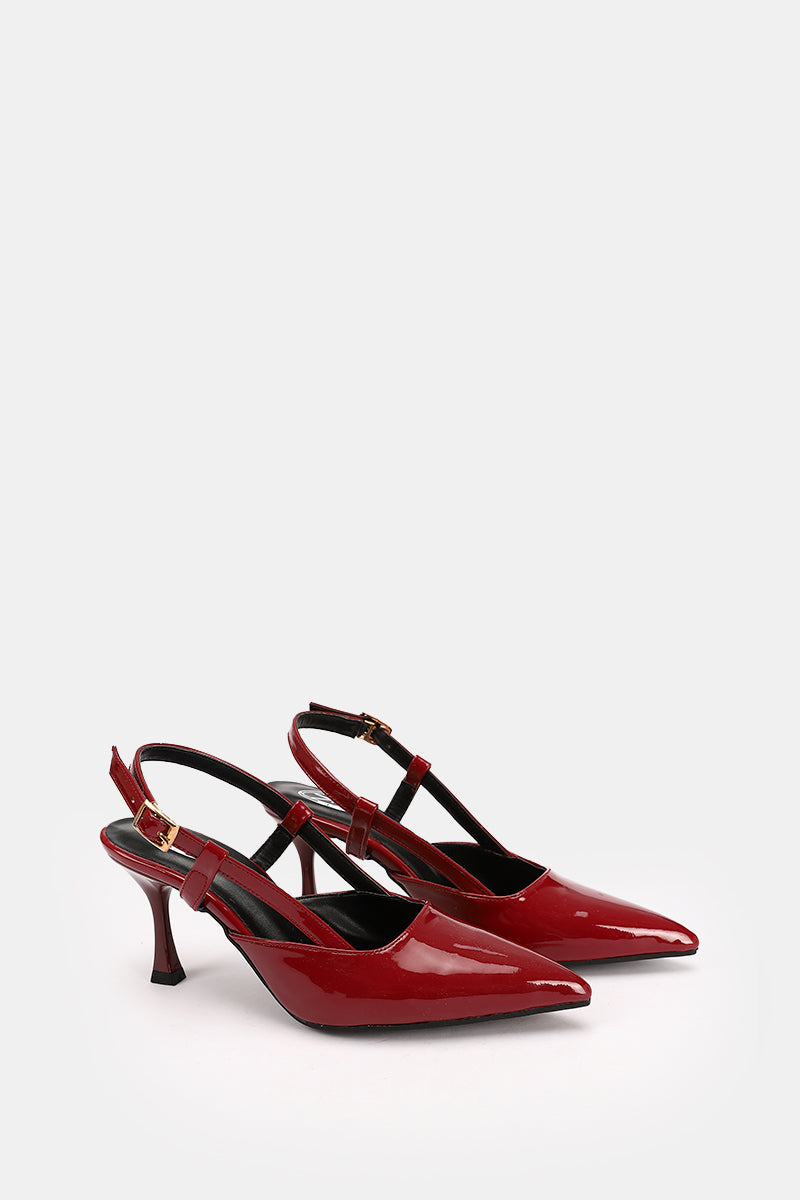 SLINGBACK BURGUNDY VERNE KITTEN HEELS