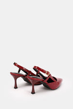 SLINGBACK BURGUNDY VERNE KITTEN HEELS