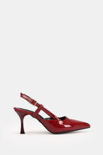 SLINGBACK BURGUNDY VERNE KITTEN HEELS