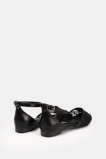 BLACK FLORAL STRAP FLAT