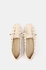 BEIGE LACE UP BALLERINA