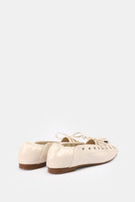 BEIGE LACE UP BALLERINA