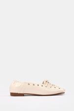 BEIGE LACE UP BALLERINA
