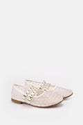 WHITE DOUBLE BUCKLE POLKA FLAT