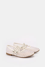 DOUBLE BUCKLE WHITE DOTTED FLAT