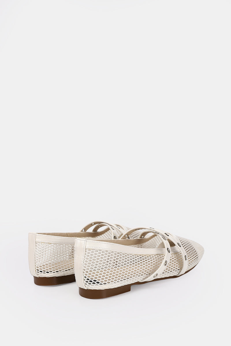 CROSS STRAP WHITE BALLERINA