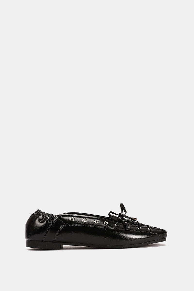 BLACK LACE UP BALLERINA