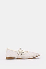 DOUBLE BUCKLE WHITE DOTTED FLAT