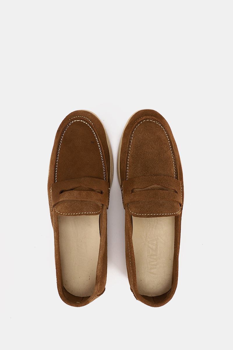 COFFEE LEATHER TASSEL LOAFERS
