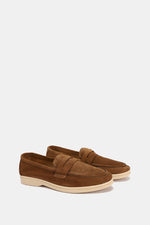 COFFEE LEATHER TASSEL LOAFERS