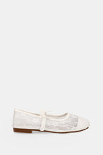 WHITE FLORAL MESH BALLERINA