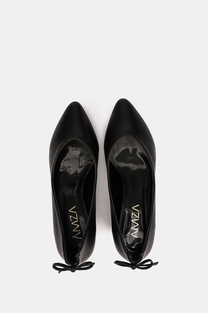 BLACK BOW LOW HEELS