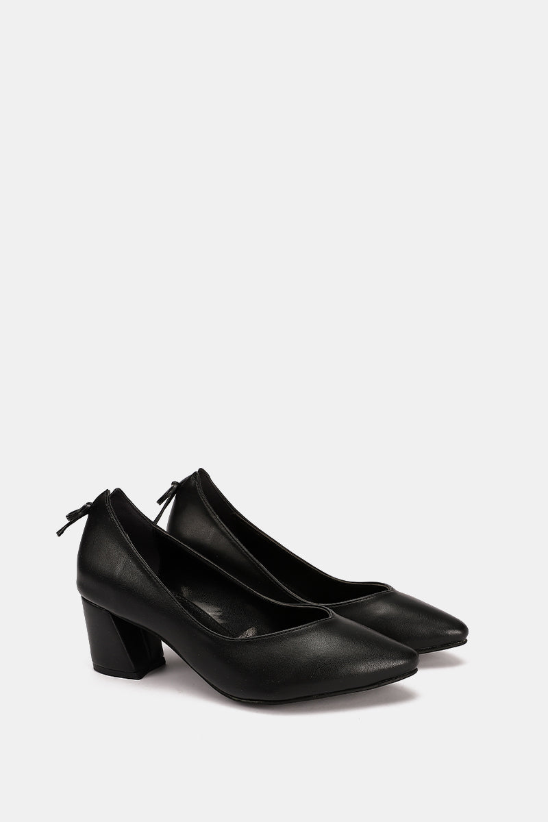 BLACK BOW LOW HEELS