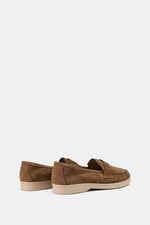 DARK BEIGE LEATHER TASSEL LOAFERS