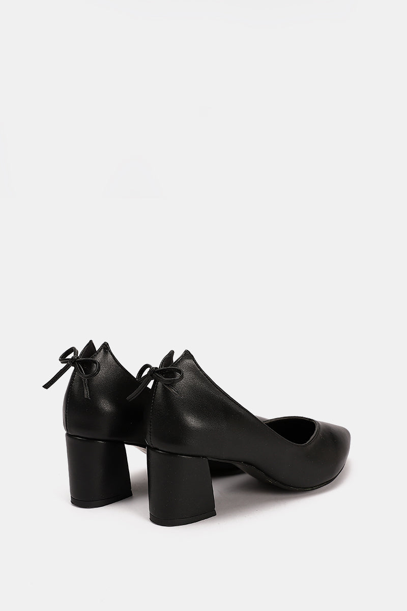 BLACK BOW LOW HEELS