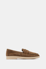 DARK BEIGE LEATHER TASSEL LOAFERS