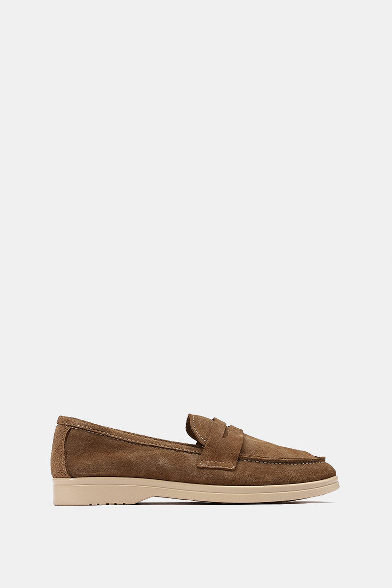 DARK BEIGE LEATHER TASSEL LOAFERS