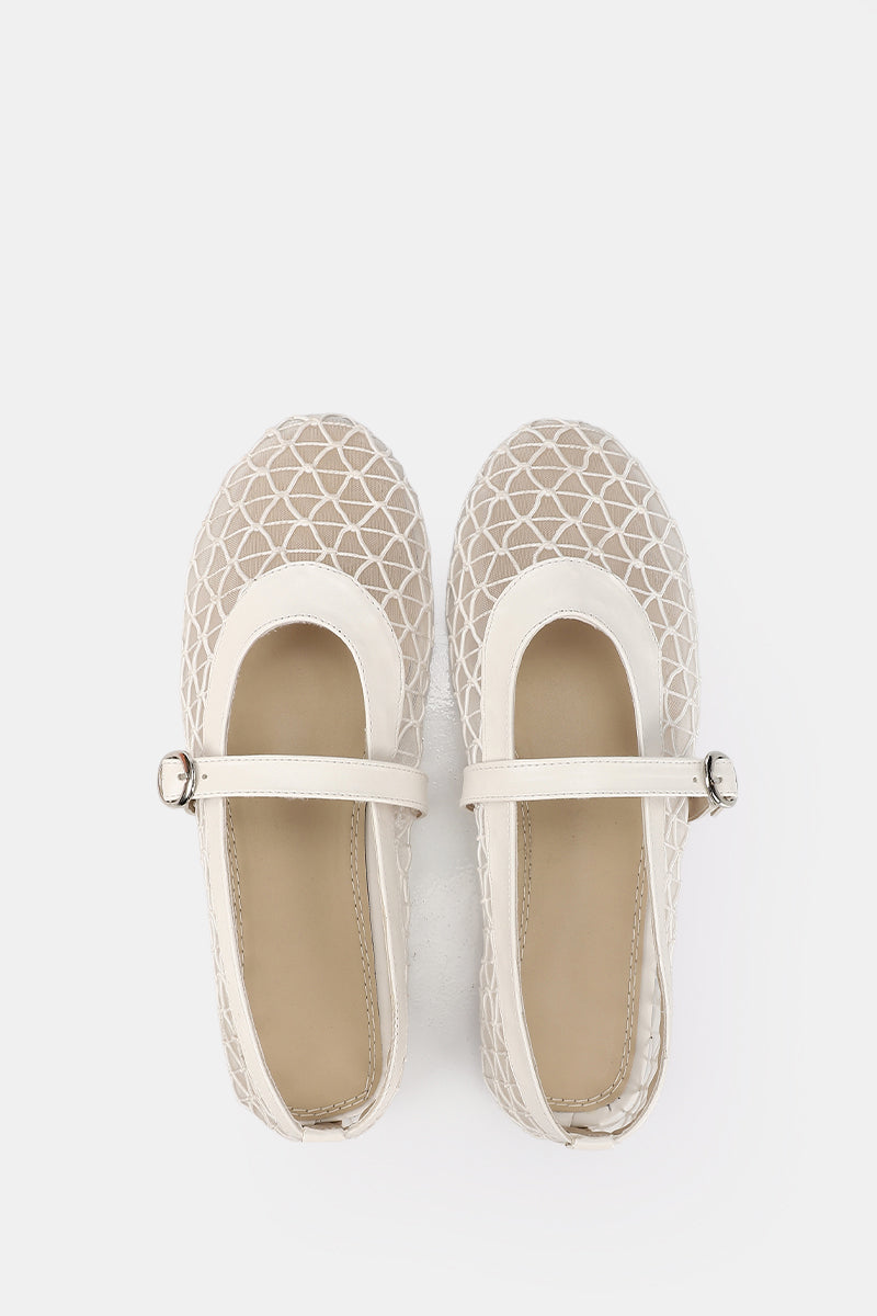 DIAMOND WHITE MESH BALLERINA