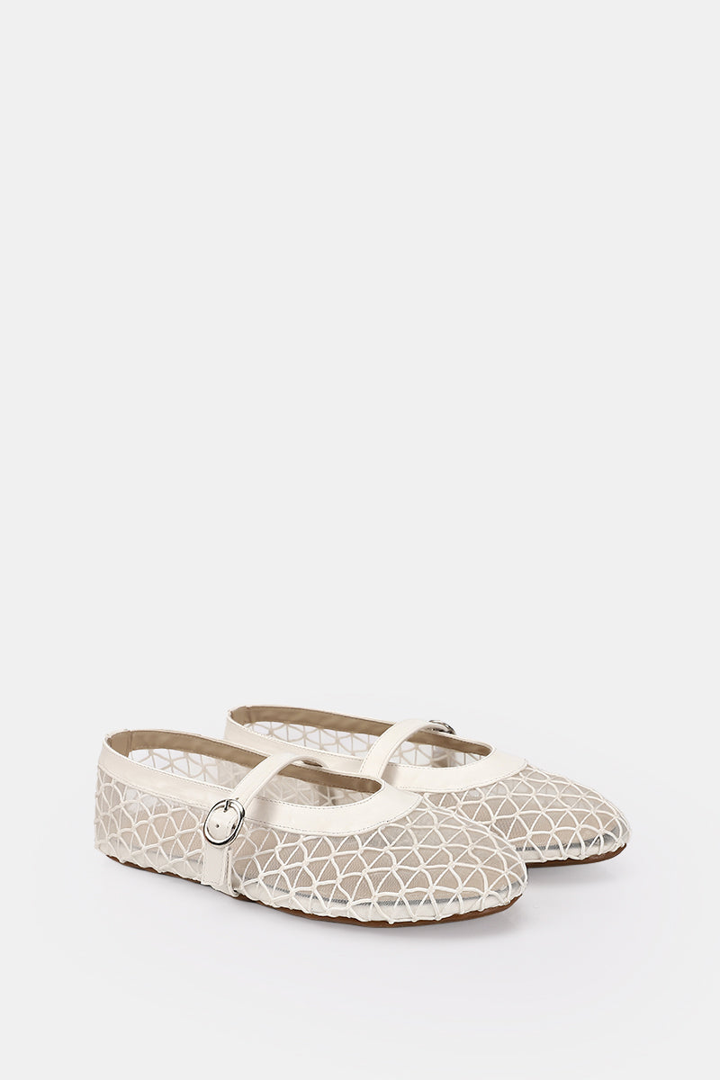 DIAMOND WHITE MESH BALLERINA
