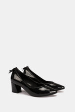 BLACK VERNE BOW LOW HEELS