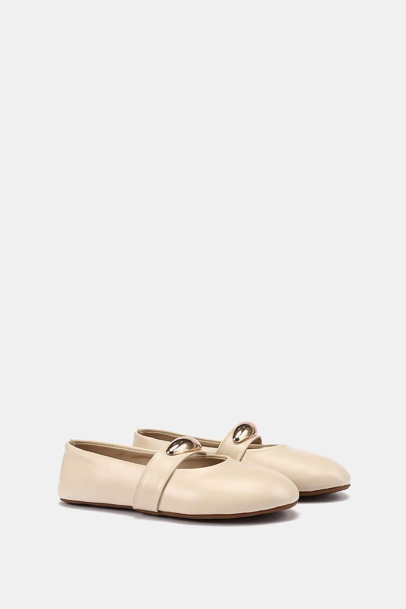 GOLD BUCKLE BEIGE MARY JANE
