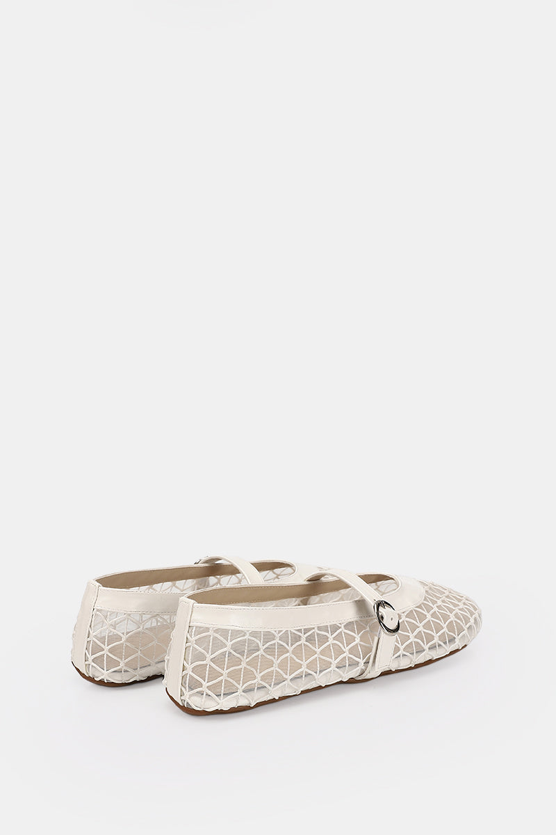 DIAMOND WHITE MESH BALLERINA