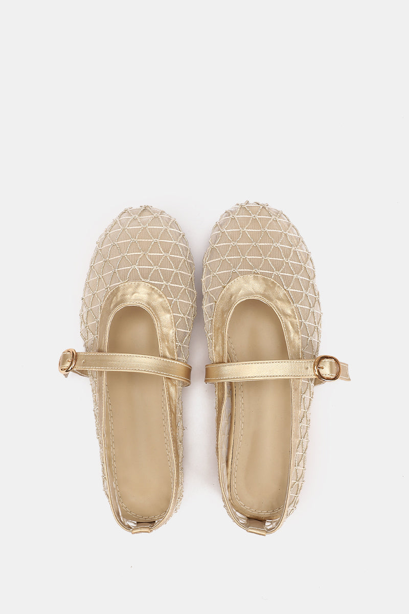 DIAMOND GOLD MESH BALLERINA