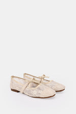 BEIGE FLORAL MESH BALLERINA