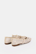 BEIGE FLORAL MESH BALLERINA