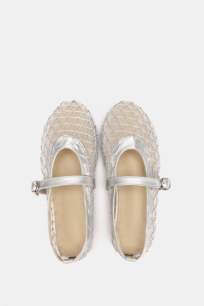 DIAMOND SILVER MESH BALLERINA