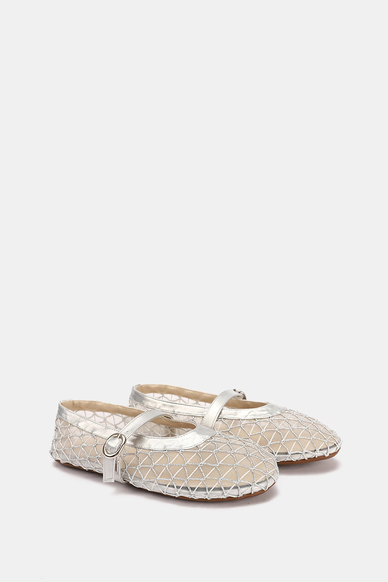DIAMOND SILVER MESH BALLERINA