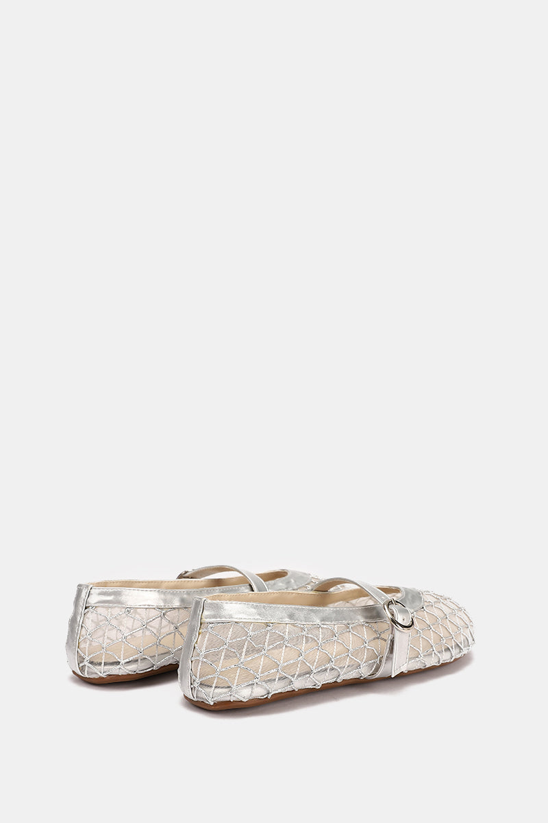 DIAMOND SILVER MESH BALLERINA