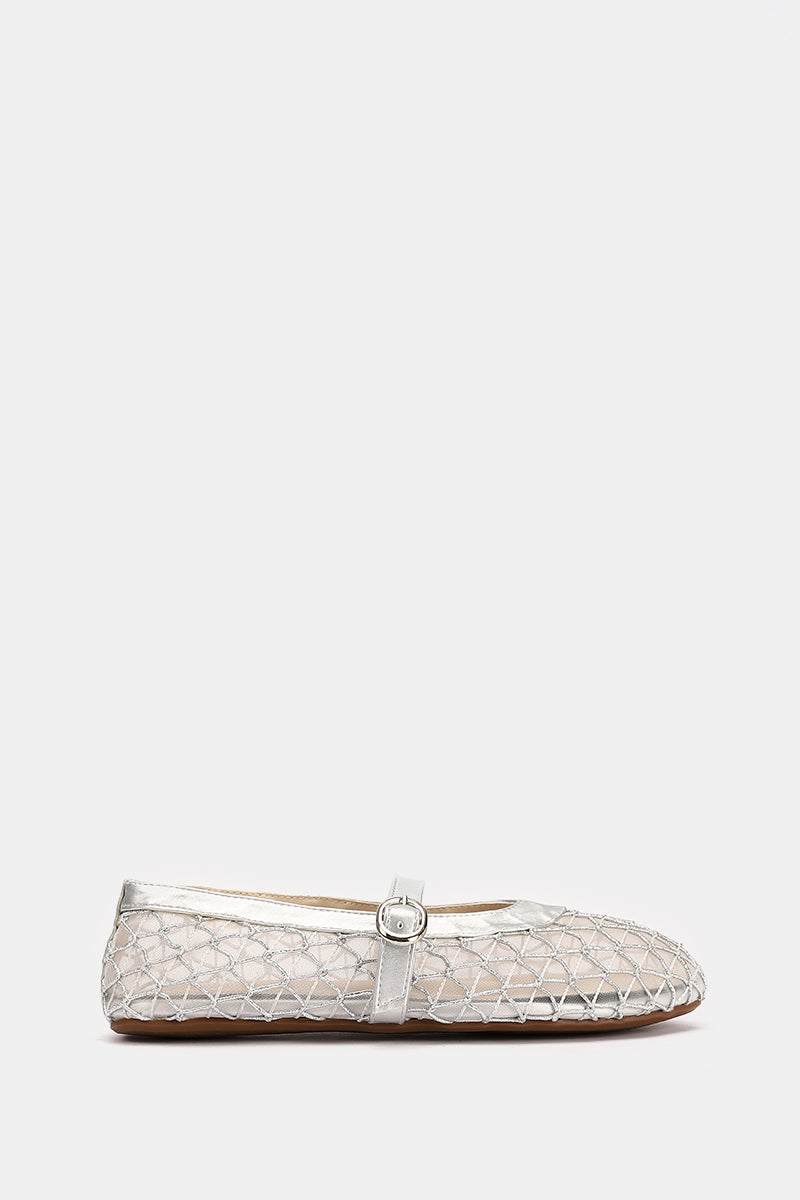 DIAMOND SILVER MESH BALLERINA