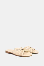 GOLD BUCKLE BEIGE SHEER SLIPPERS
