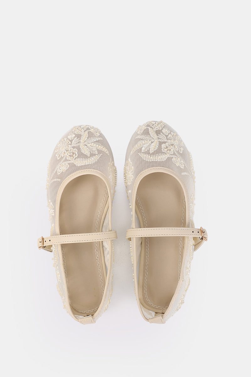 BEIGE PEONY SHEER BALLERINA