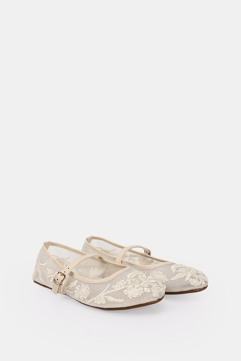 BEIGE PEONY SHEER BALLERINA