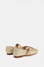 GOLD WIDE BUCKLE WOVEN BALLERINA