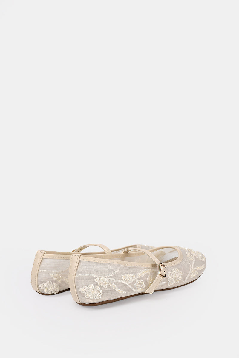 BEIGE PEONY SHEER BALLERINA