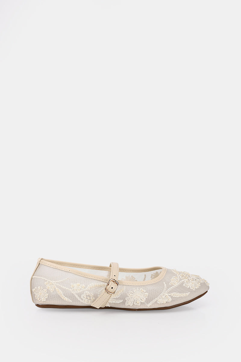 BEIGE PEONY SHEER BALLERINA