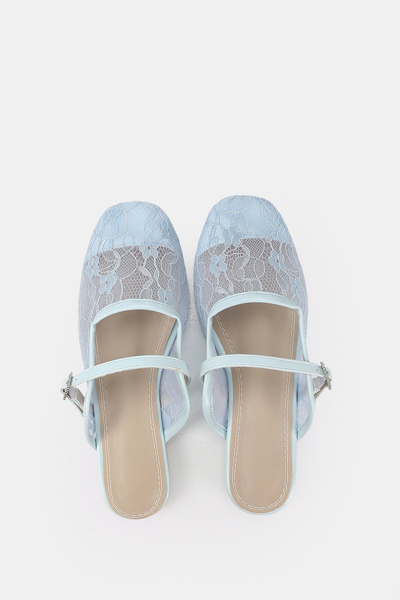 BLEU CIEL FLORAL MESH MULE