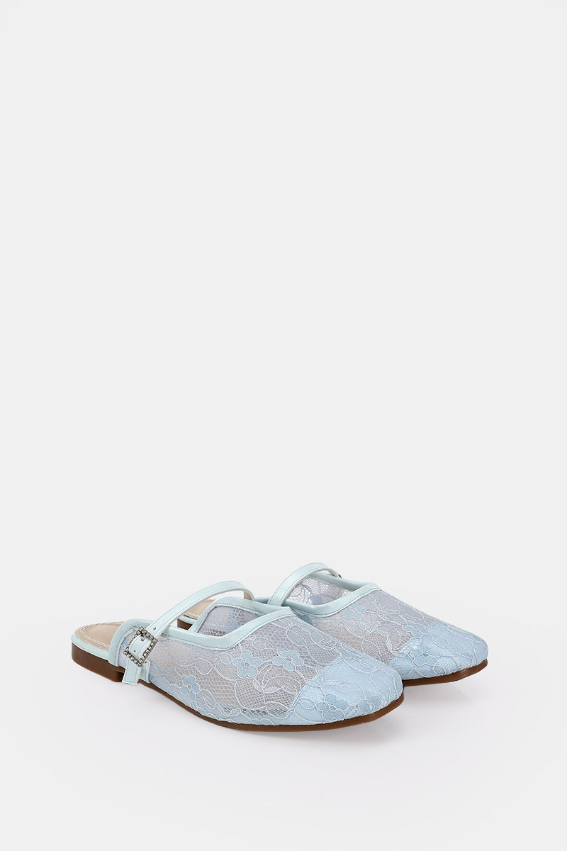 BLEU CIEL FLORAL MESH MULE