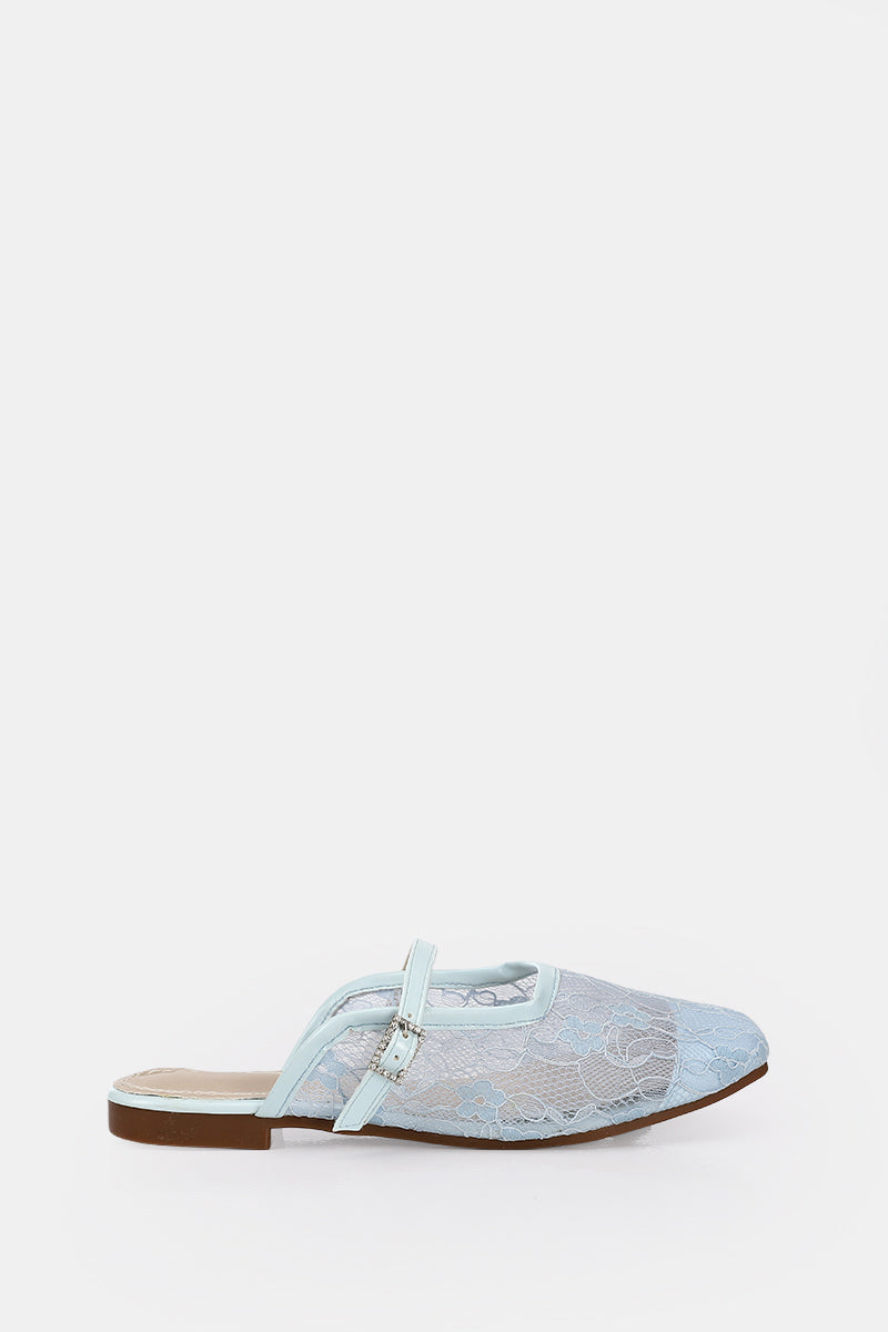 BLEU CIEL FLORAL MESH MULE